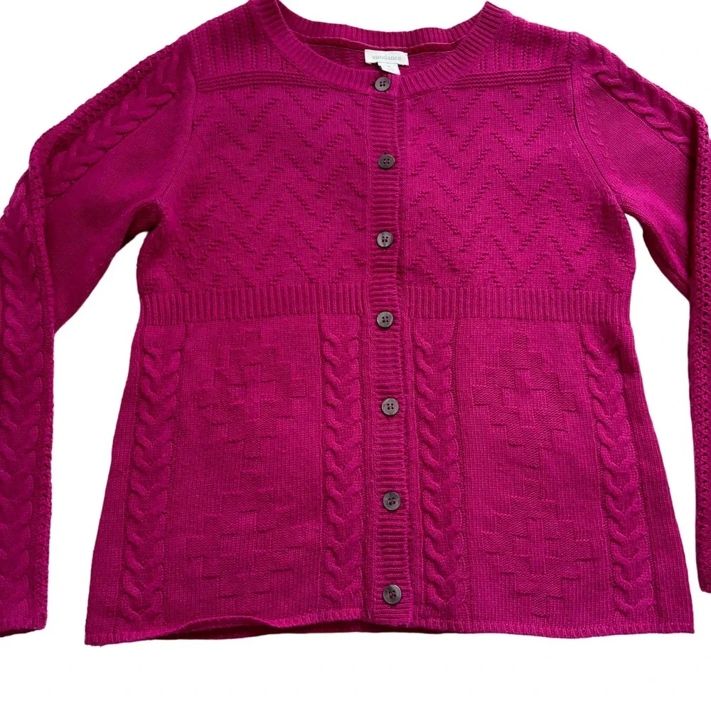 SUNDANCE VILLA CABLE KNIT SWEATER CARDIGAN WOMEN SIZE MEDIUM